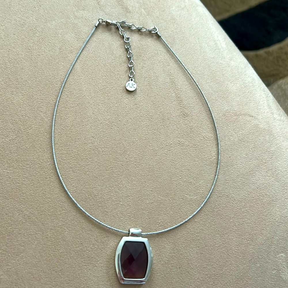 Anne Klein Amethyst stone adjustable necklace 16” 20 inch